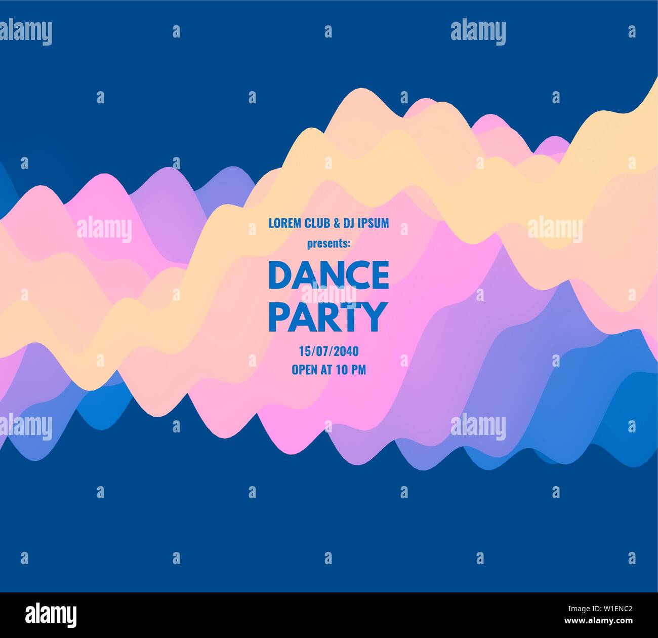 Dance Party Einladung Mit Datum Und Uhrzeit Details Musik Event Flyer Oder Banner 3d Wellig Hintergrund Mit Dynamischen Wirkung Vector Illustration Stock Vektorgrafik Alamy