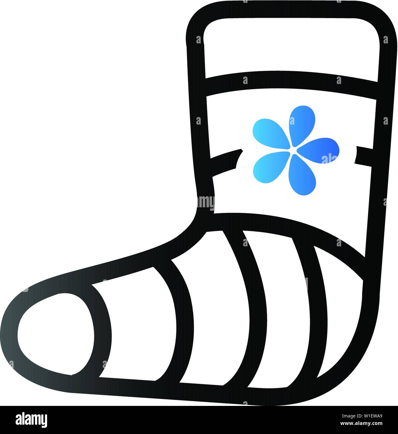 Verletzten Fuß-Symbol im Duo Ton Farbe. Gips gegossene Medizinische Stock Vektor