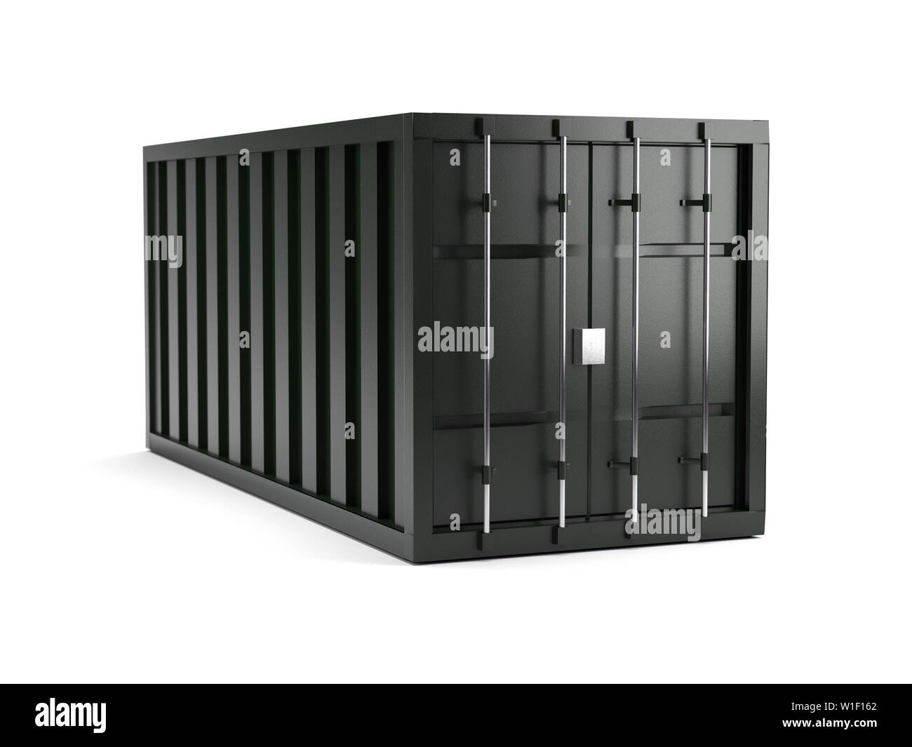 3D-Render von grün Metall Cargo Container auf Weiß Stockfoto