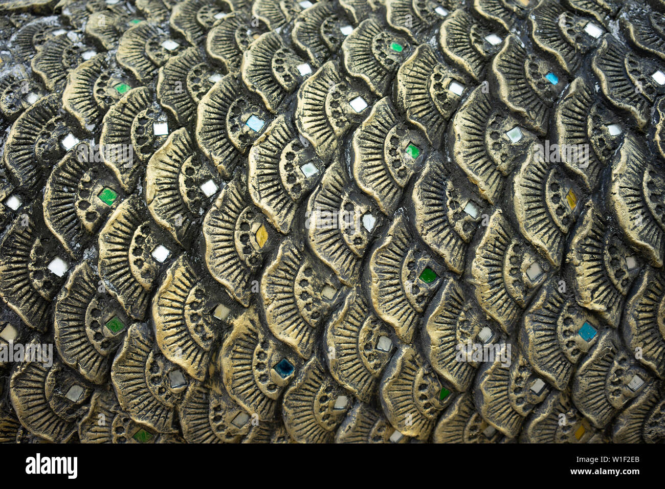 Fischschuppen Muster oder die alten Drachen Skalen mit öffentlichen Tag in Thailand im Volksmund nach der buddhistischen Orte eingerichtet Stockfoto
