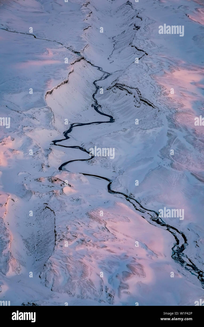 Krumme Flüsse, Eldgja Schlucht, Vatnajökull National Park, Island Stockfoto