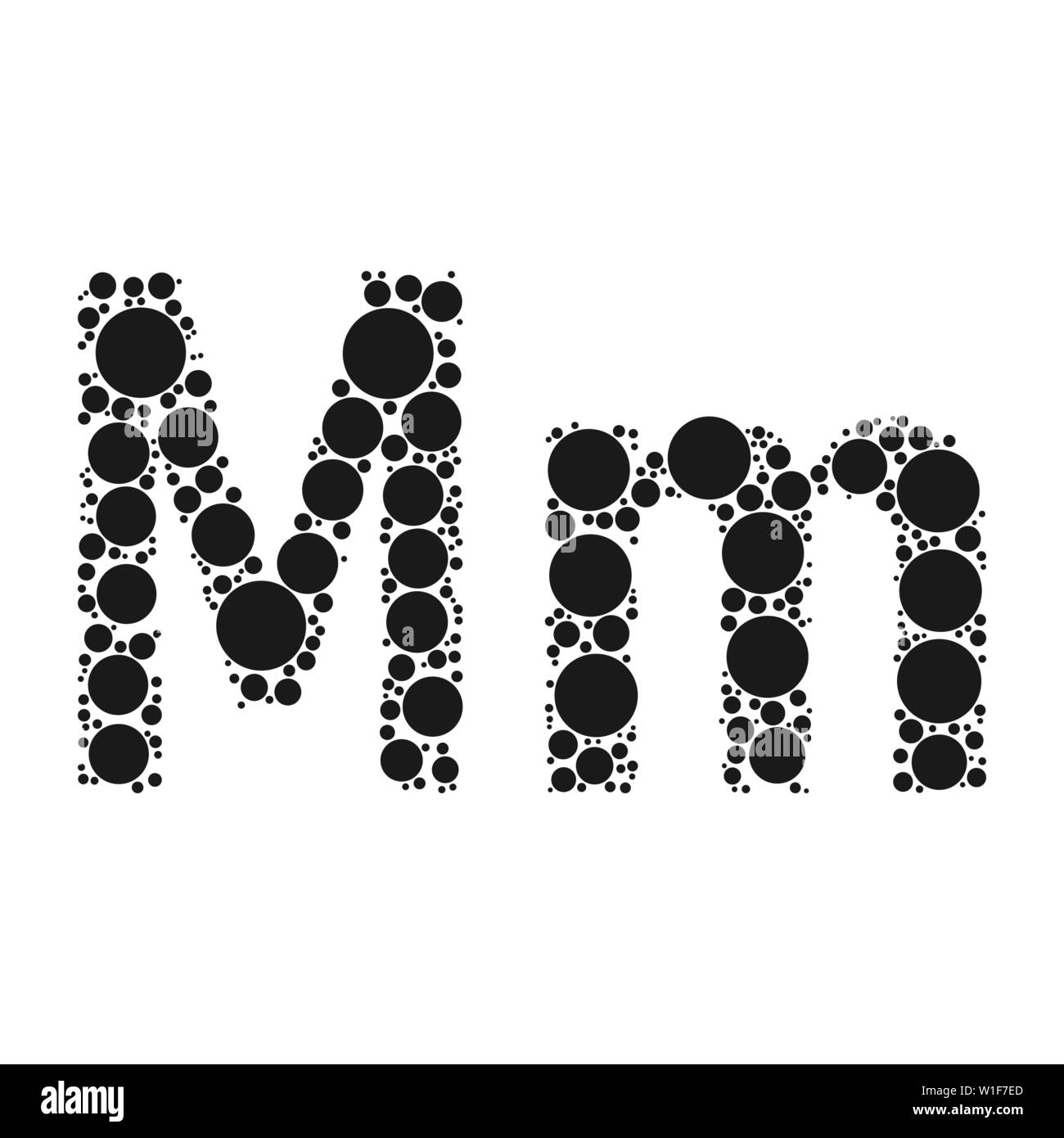 Einen Buchstaben des Alphabets von schwarze Kreise legte durch mozayka. Vektorschrift Abbildung. Stock Vektor