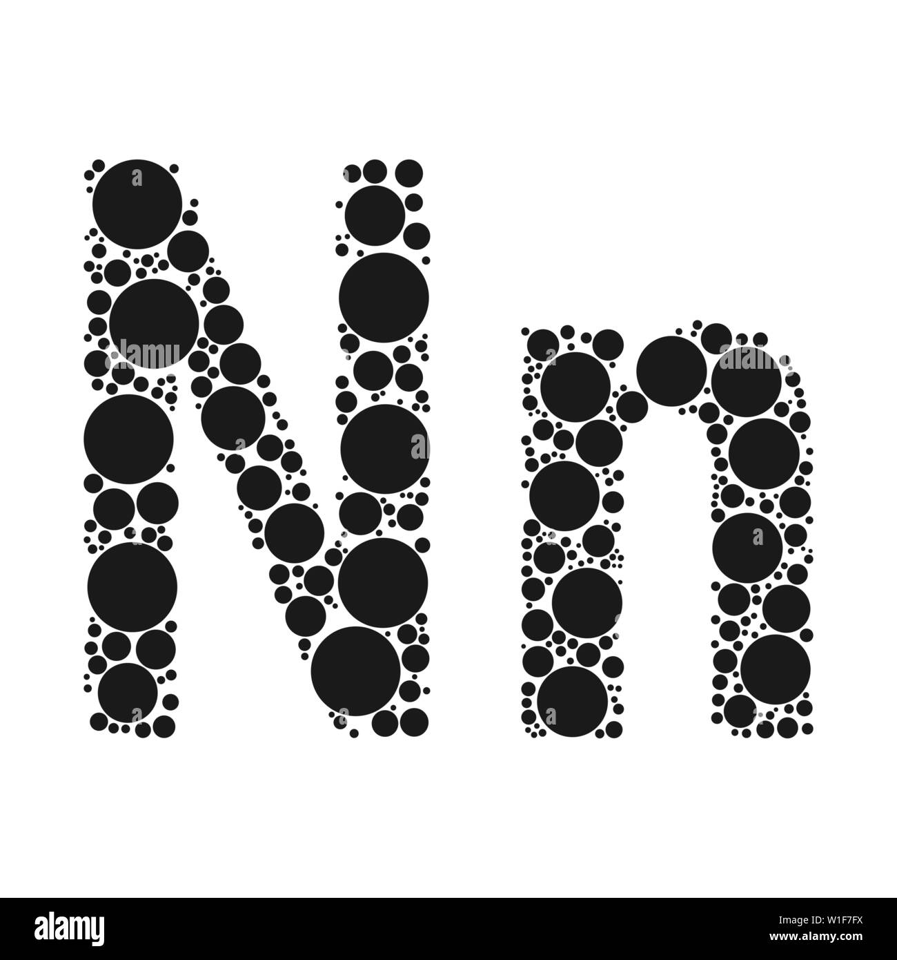 Einen Buchstaben des Alphabets von schwarze Kreise legte durch mozayka. Vektorschrift Abbildung. Stock Vektor