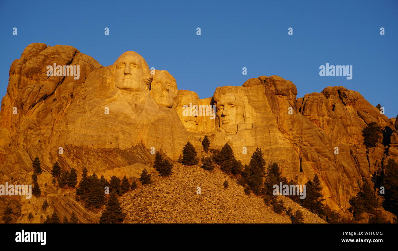 Mount Rushmore bei Sonnenaufgang Stockfoto