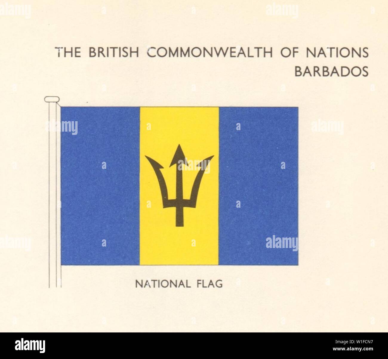 BARBADOS FLAGGEN. Nationalflagge 1968 alte vintage Bild drucken Stockfoto