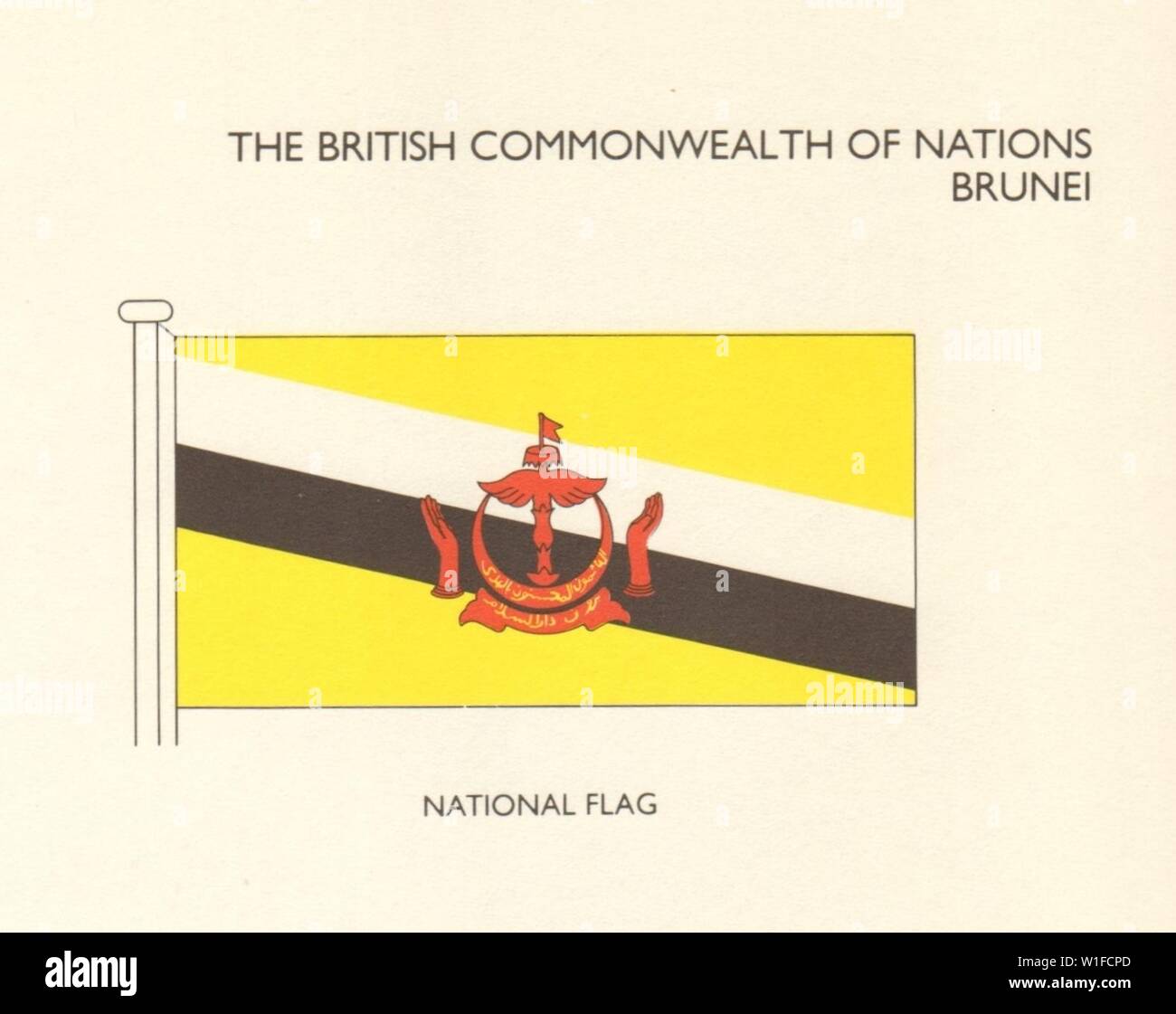 BRUNEI Fahnen. Nationalflagge 1979 alte vintage Bild drucken Stockfoto
