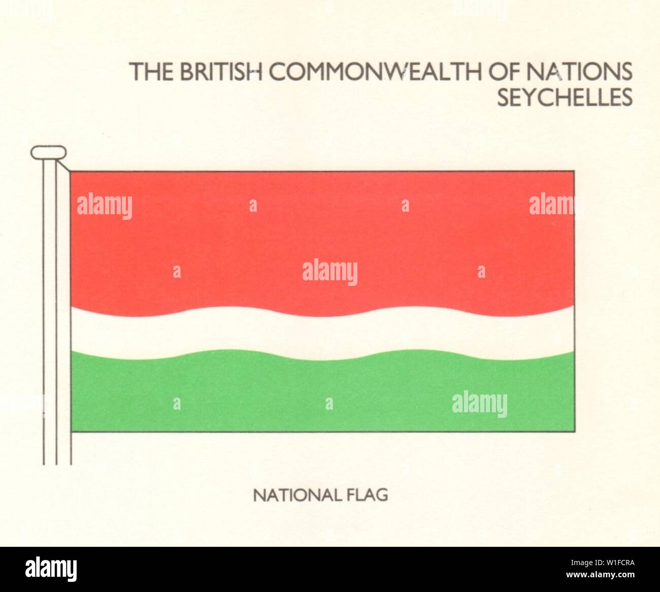 Seychellen FLAGS. Nationalflagge 1985 alte vintage Bild drucken Stockfoto