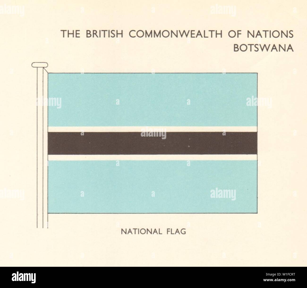 BOTSWANA FLAGGEN. Nationalflagge 1968 alte vintage Bild drucken Stockfoto