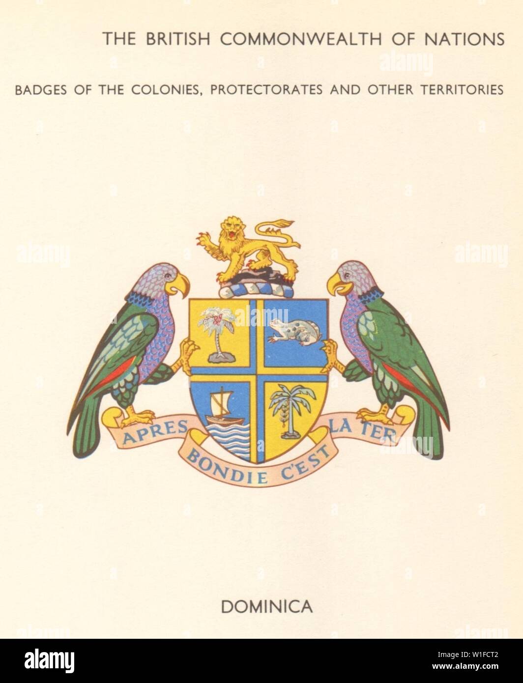 DOMINICA Fahnen. Abzeichen der Kolonien, Besitzungen und andere Gebiete 1968 Stockfoto