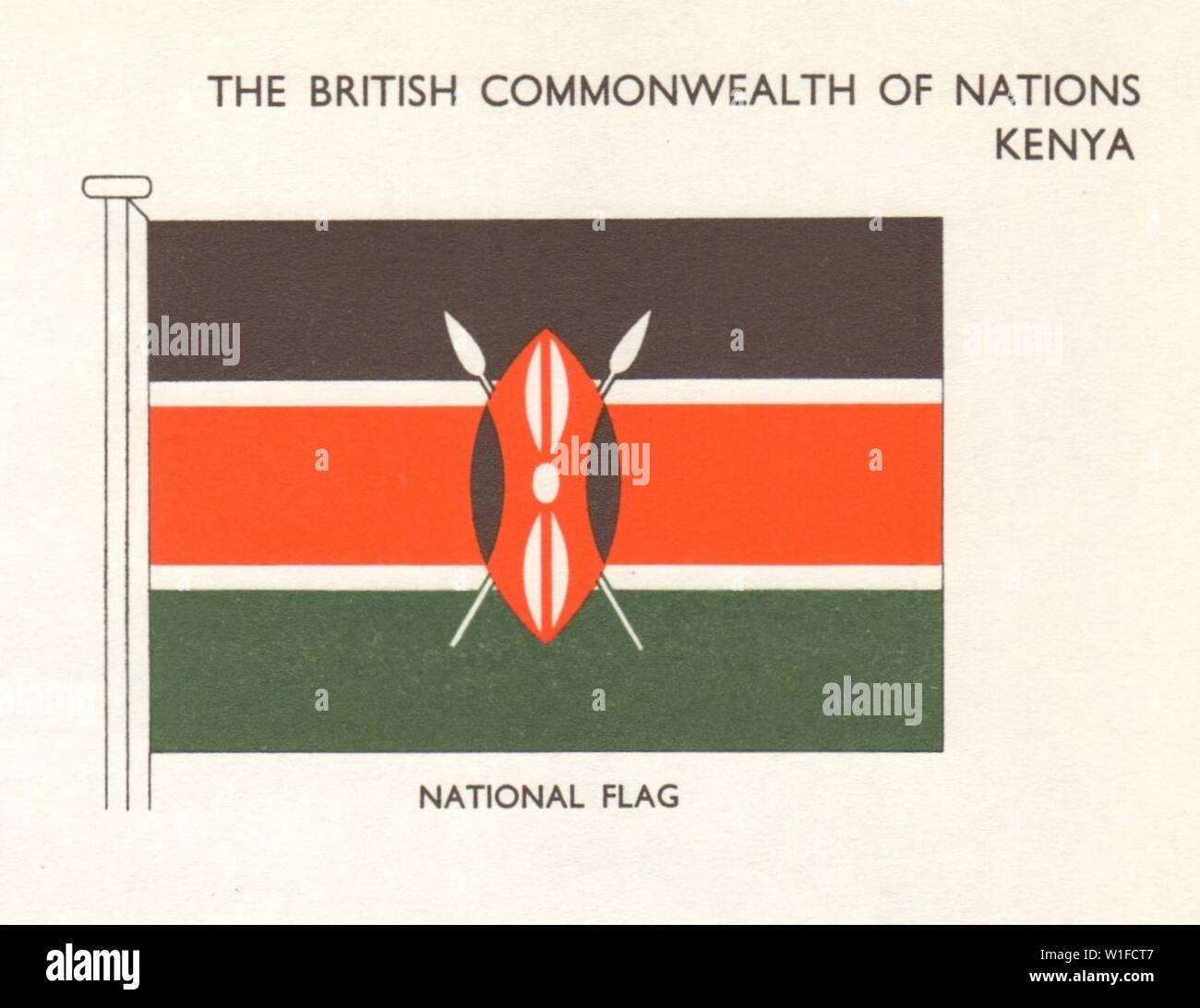Kenia FLAGS. Nationalflagge 1965 alte vintage Bild drucken Stockfoto