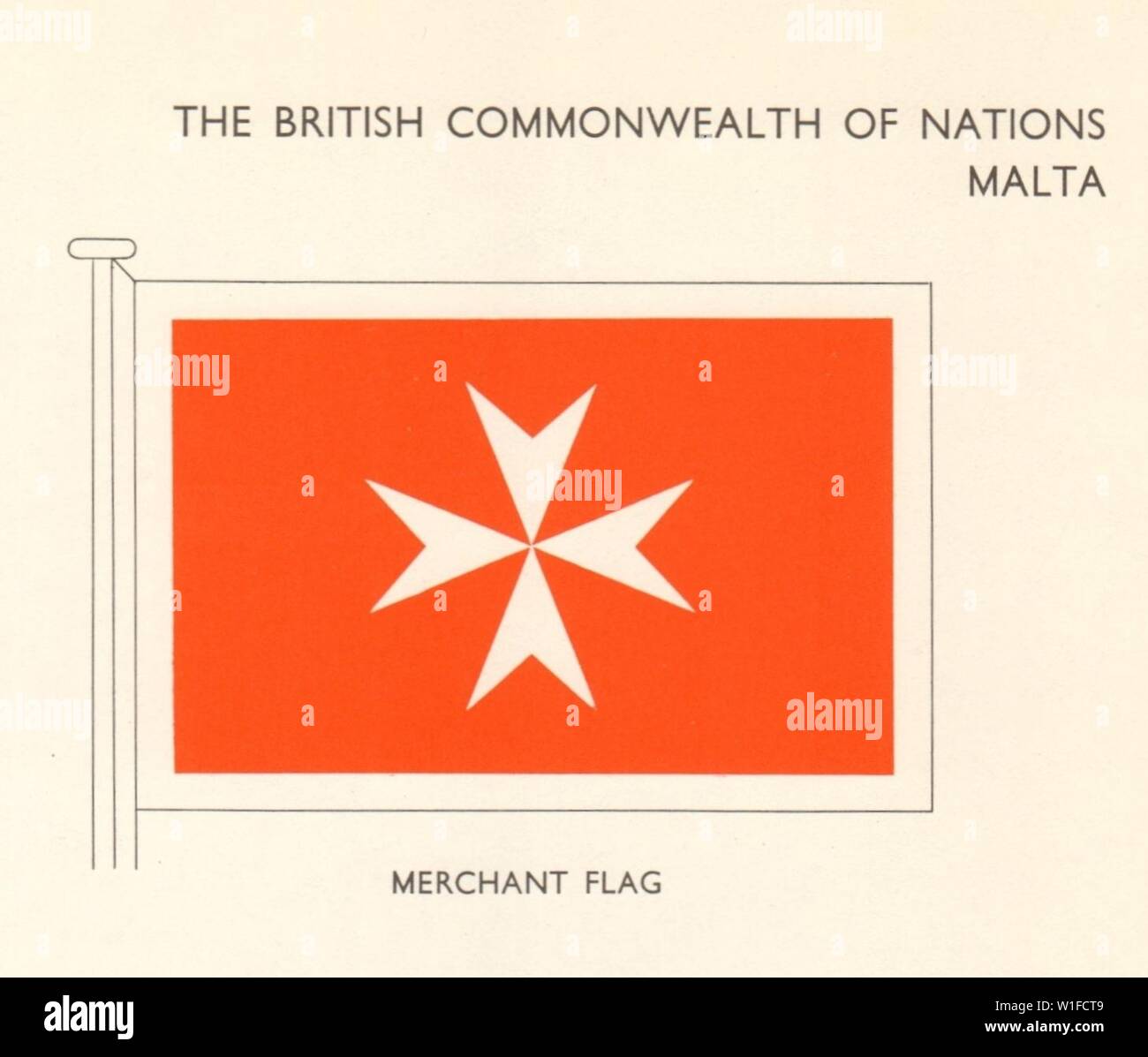 MALTA FLAGS. Merchant Flag 1968 alte vintage Bild drucken Stockfoto