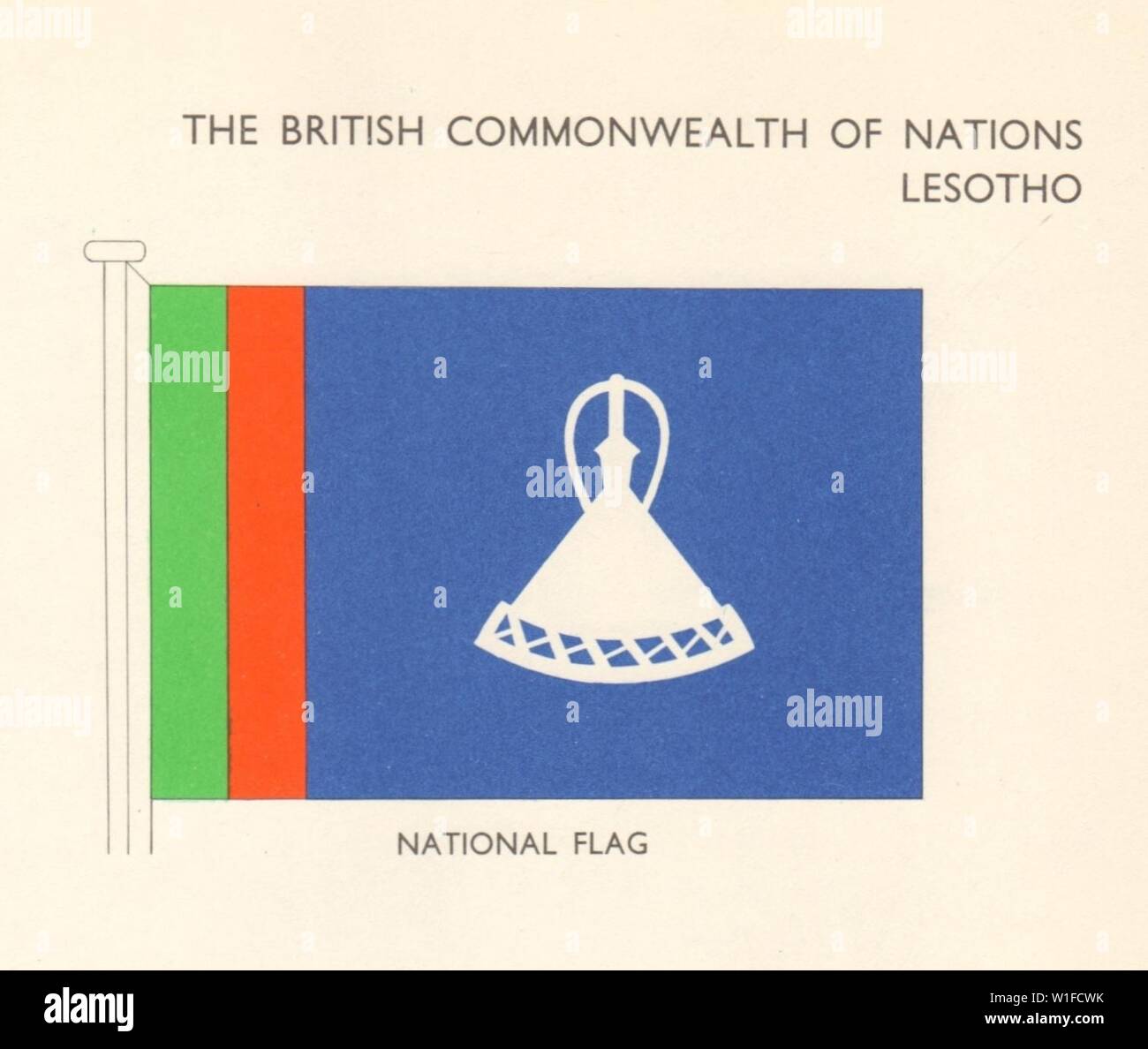 LESOTHO FLAGS. Nationalflagge 1968 alte vintage Bild drucken Stockfoto