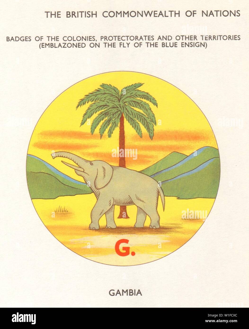 GAMBIA FLAGGEN. Abzeichen der Kolonien, Besitzungen und andere Gebiete 1965 Stockfoto