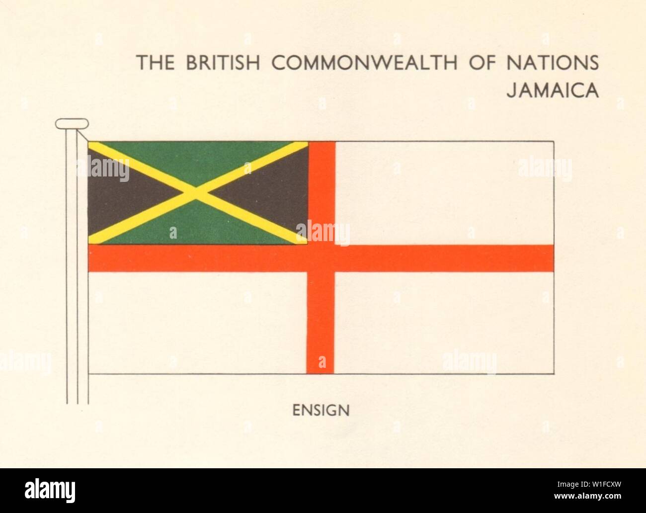 Jamaika FLAGS. Ensign 1968 alte vintage Bild drucken Stockfoto