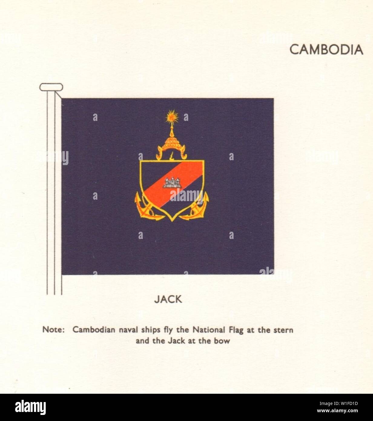 Kambodscha Flaggen. Jack 1964 alte vintage Bild drucken Stockfoto