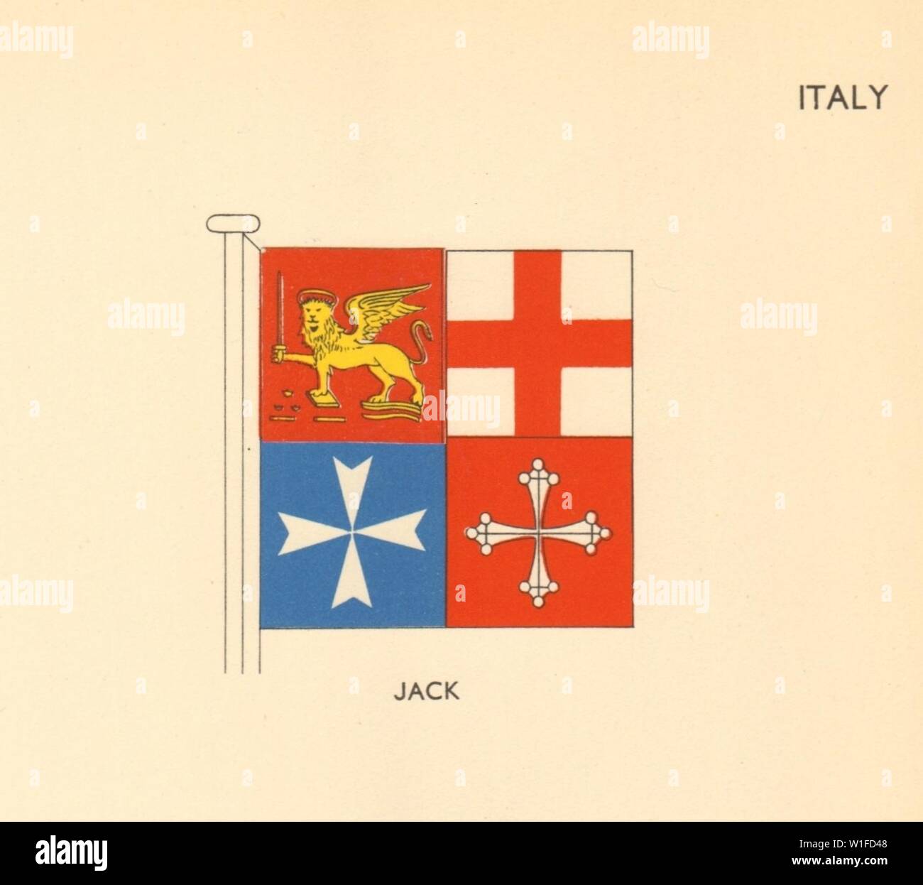 Italien Fahnen. Jack 1955 alte vintage Bild drucken Stockfoto