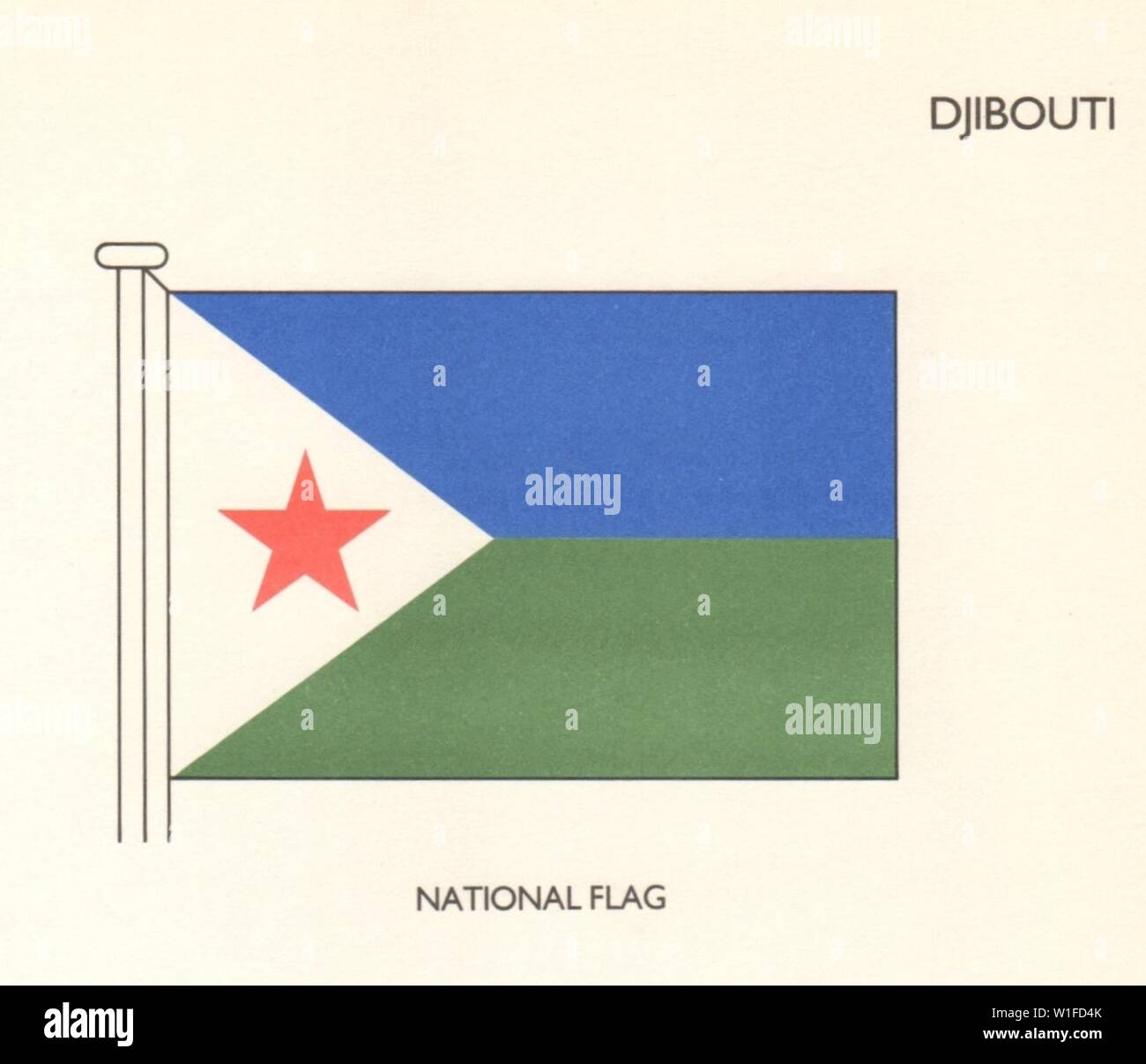 Dschibuti Fahnen. Nationalflagge 1985 alte vintage Bild drucken Stockfoto