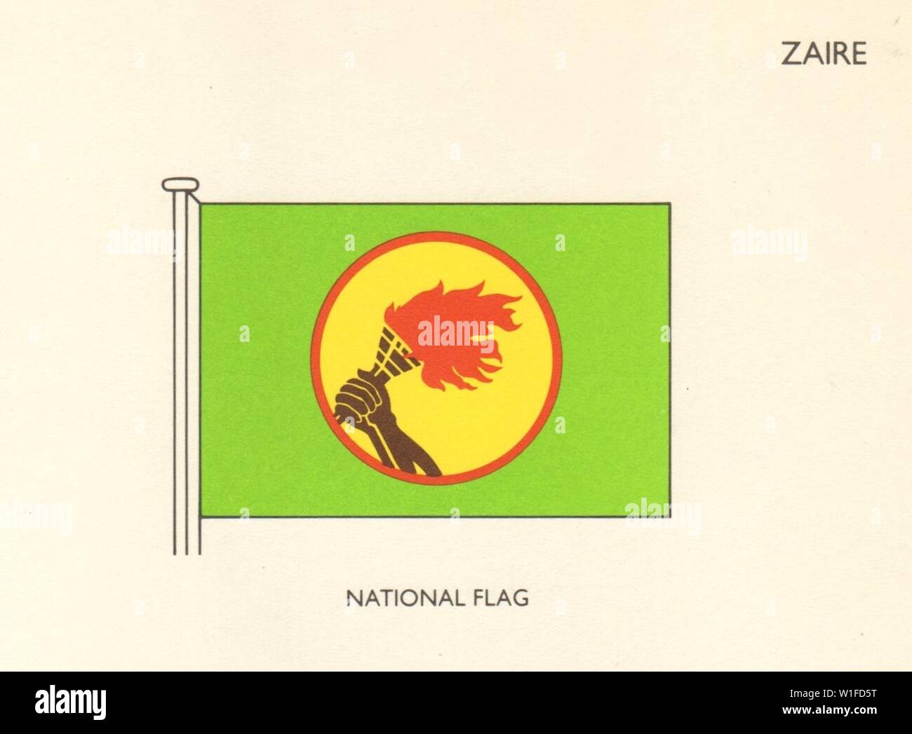 ZAIRE Fahnen. Nationalflagge 1979 alte vintage Bild drucken Stockfoto