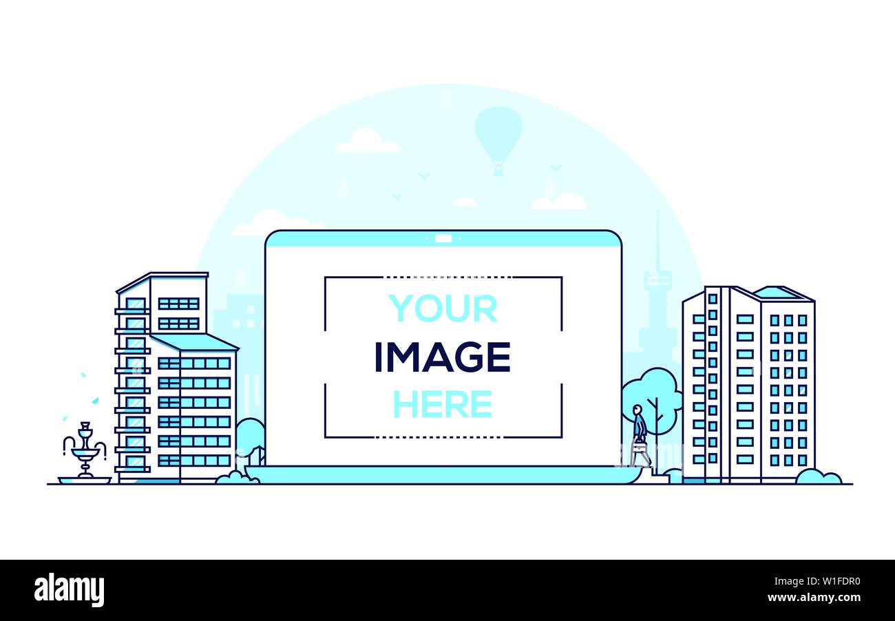 Stadtzentrum - thin line Design Vector Illustration Stock Vektor