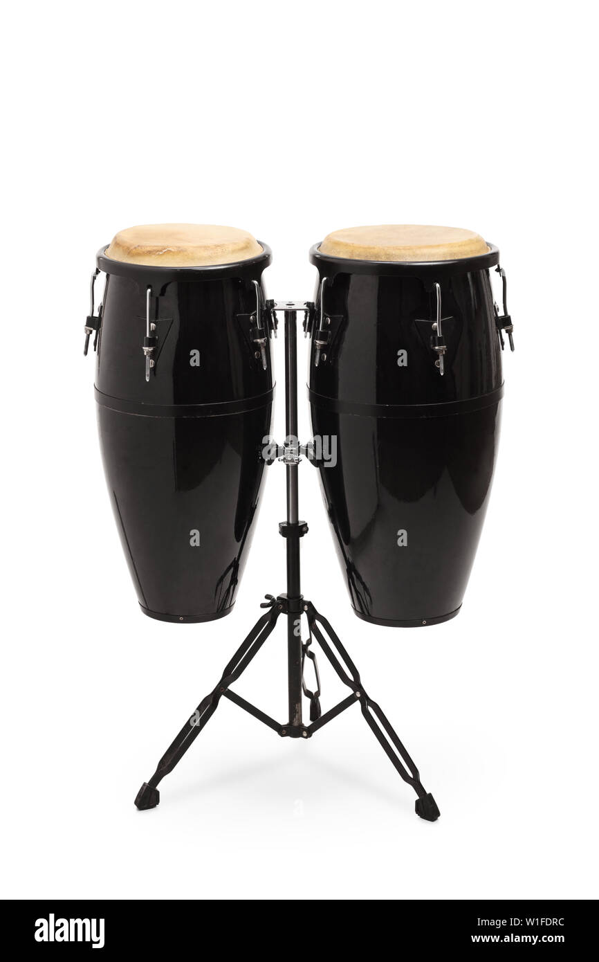 Studio Aufnahme des Schwarzen conga Instrument auf weißem Hintergrund drum Stockfoto