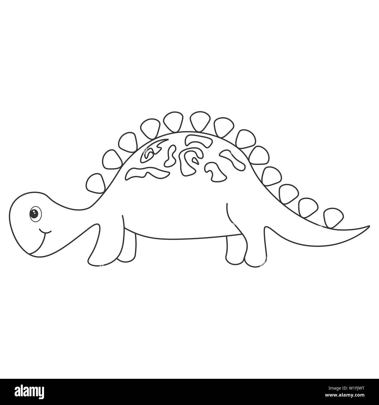 Kontur von dinosaurus Stegosaurus, die als Farbstoff verwendet werden können. Auf weissem Hintergrund. Abbildung. Stockfoto