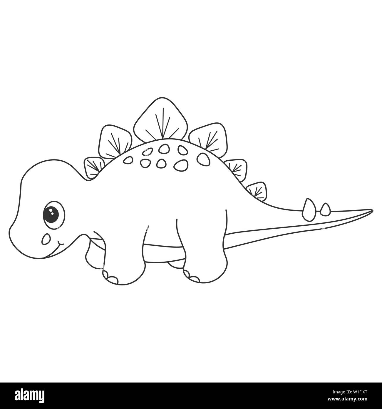 Kontur von dinosaurus Stegosaurus, die als Farbstoff verwendet werden können. Auf weissem Hintergrund. Abbildung. Stockfoto