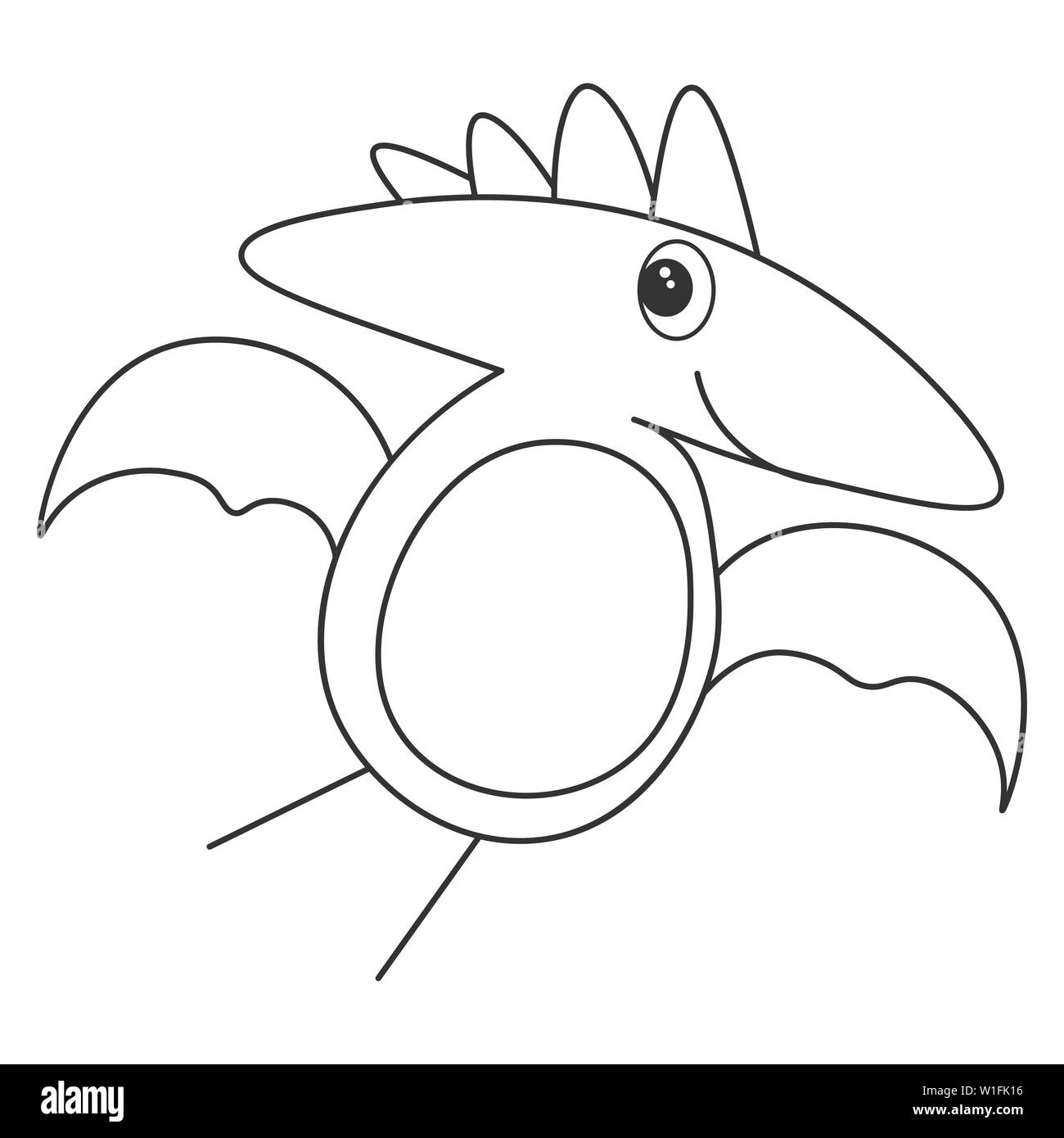 Kontur von dinosaurus Pterodactyl, die als Farbstoff verwendet werden können. Auf weissem Hintergrund. Abbildung. Stockfoto