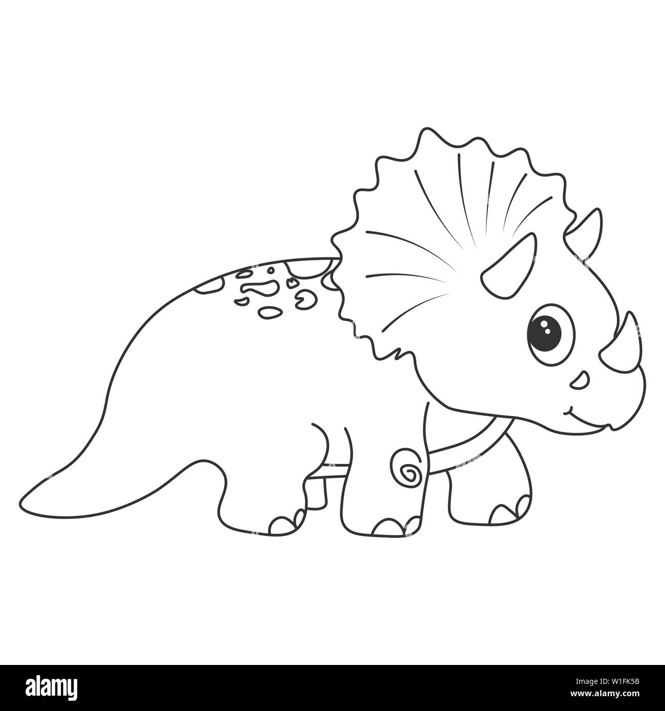 Kontur von dinosaurus Triceratops, die als Farbstoff verwendet werden können. Auf weissem Hintergrund. Abbildung. Stockfoto