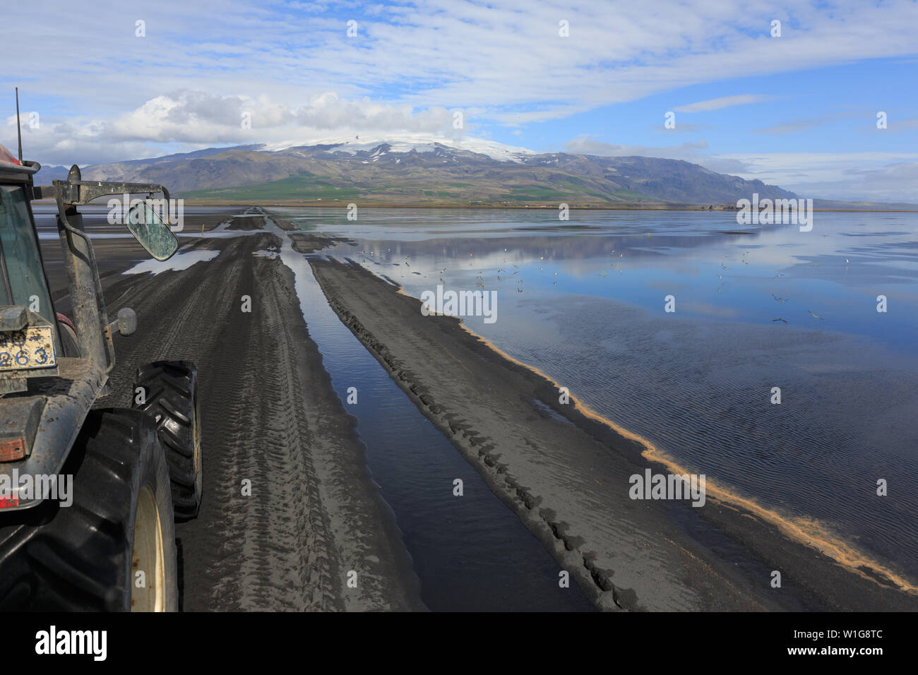 Traktor fahren in Island Bird Rock Stockfoto