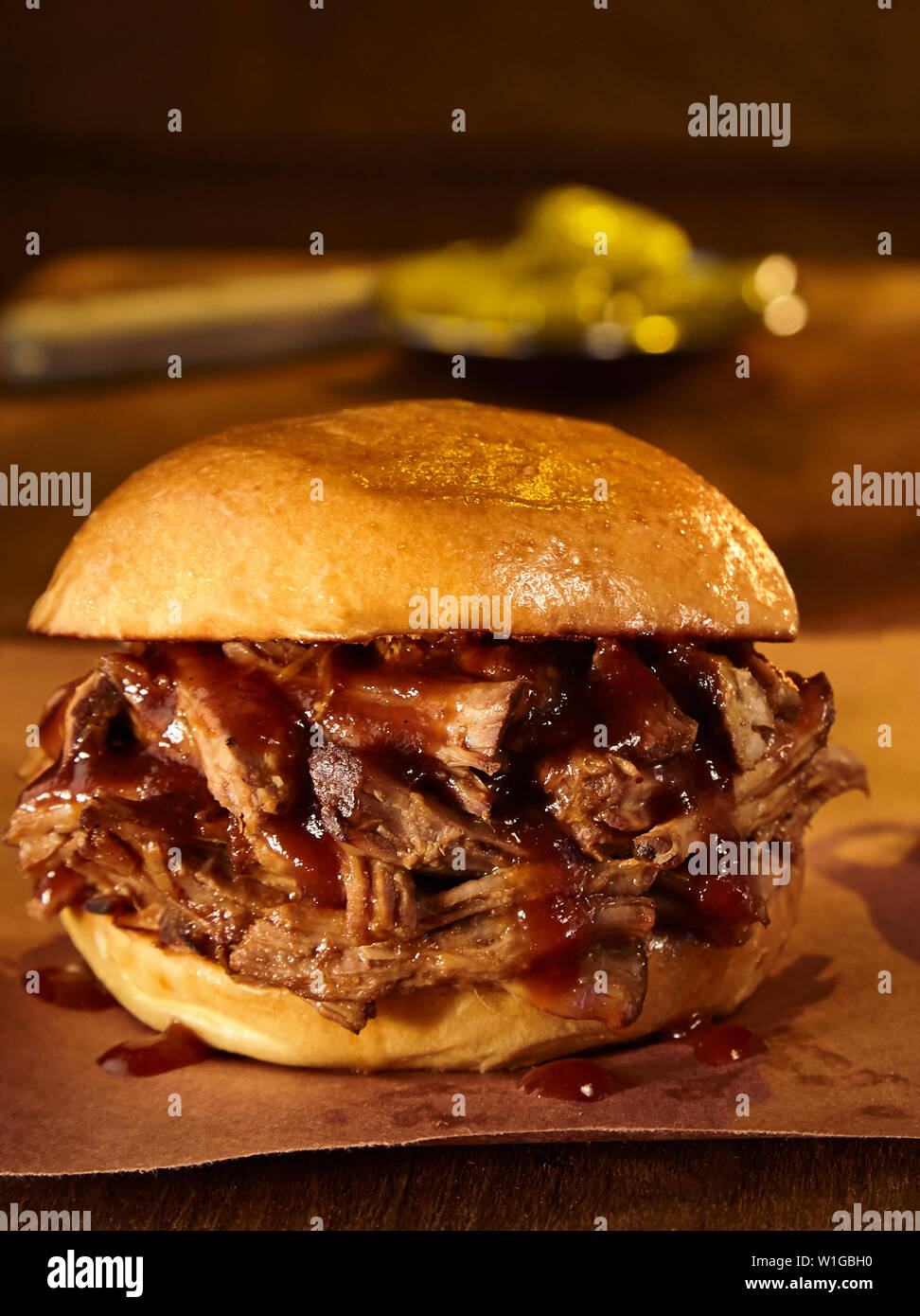 BBQ Pork Sandwich gezogen Stockfoto