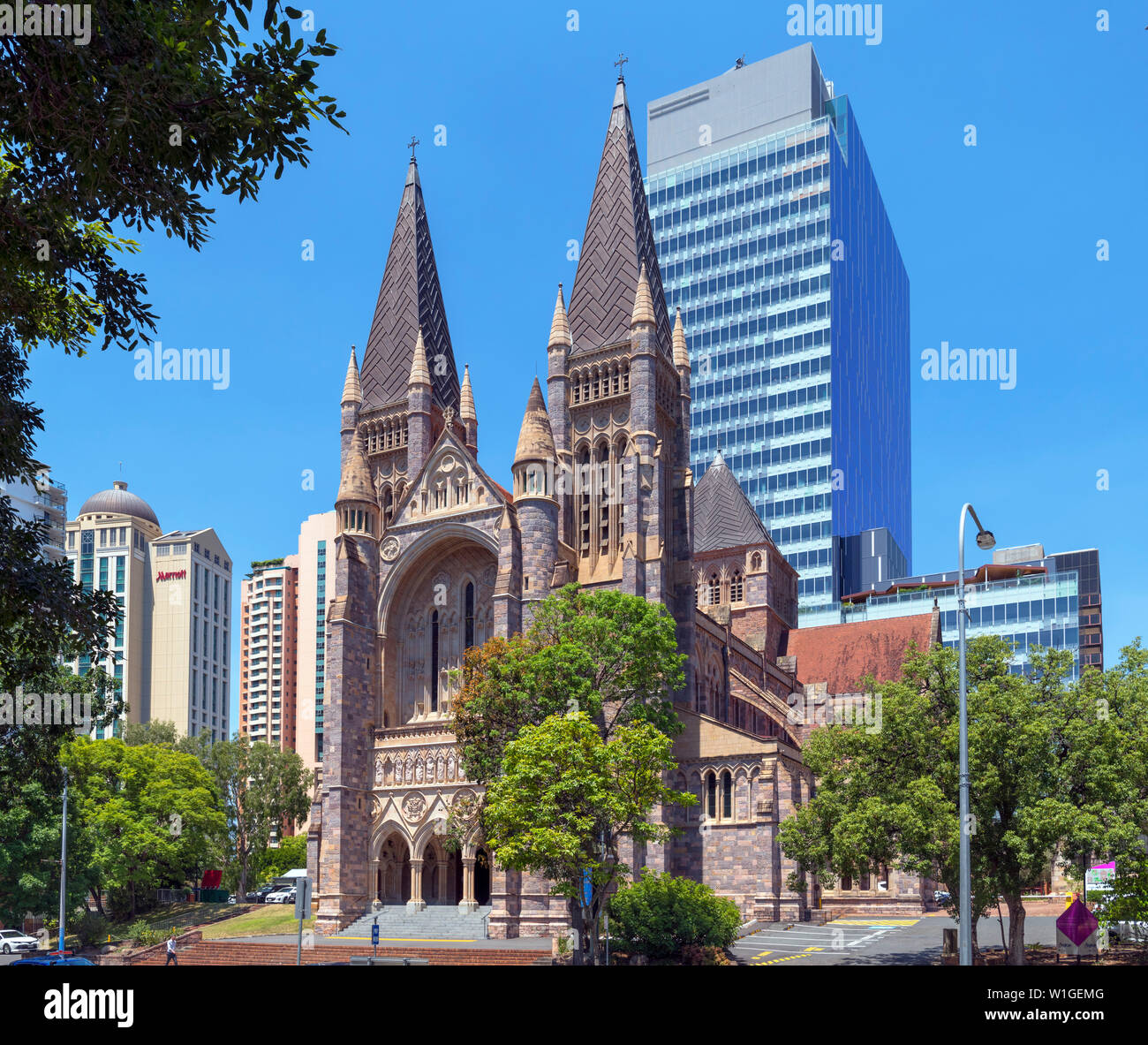 Die Kathedrale von St. John's, Cathedral Square, Central Business District, Brisbane, Queensland, Australien Stockfoto