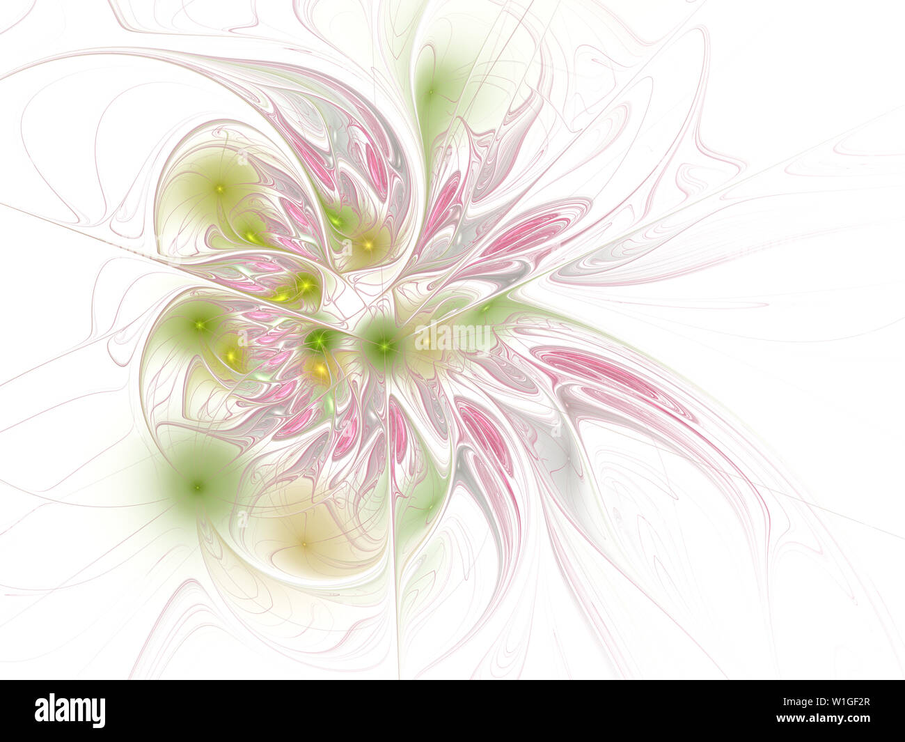 Fractal Abbildung: Heller Hintergrund mit floralen Ornament. Kreative Element für Design. Fraktale Blume von mathematischen Algorithmus erzeugt. Digitale artwor Stockfoto