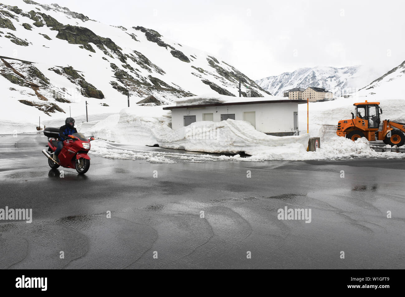Abgebrochene Grenze zoll Post am Großen Sankt Bernhard Pass auf der italienisch-schweizerischen Grenze Stockfoto