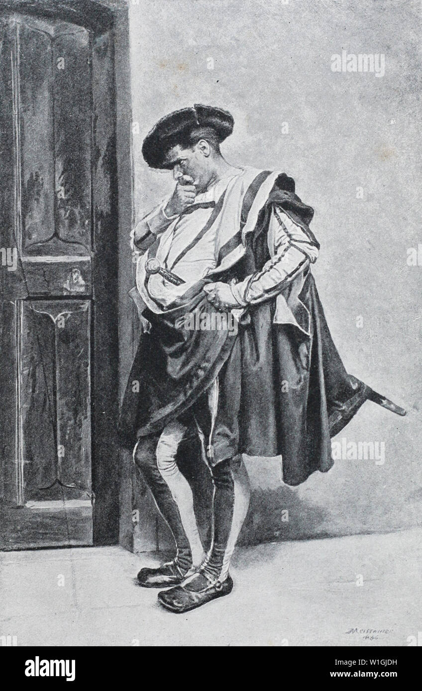 Jean-Louis Ernest Meissonier. Sie ist noch nicht da. Stockfoto