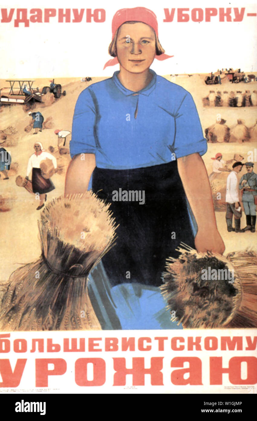 Eine boomende BOLSCHEWISTISCHEN ERNTE 1931 sowjetische Plakat Stockfoto