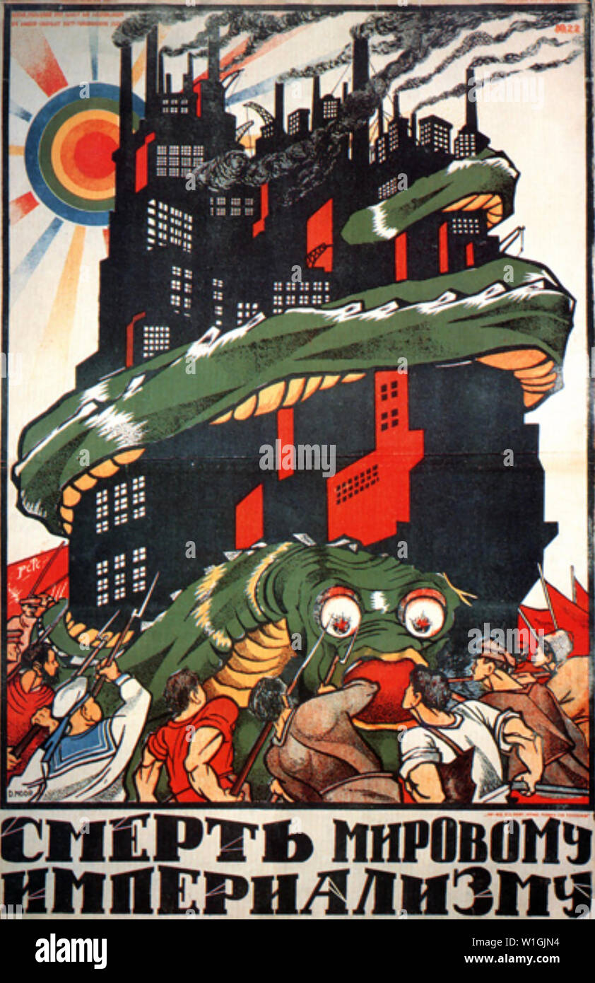 Tod an den Weltimperialismus 1920 sowjetische Plakat Stockfoto