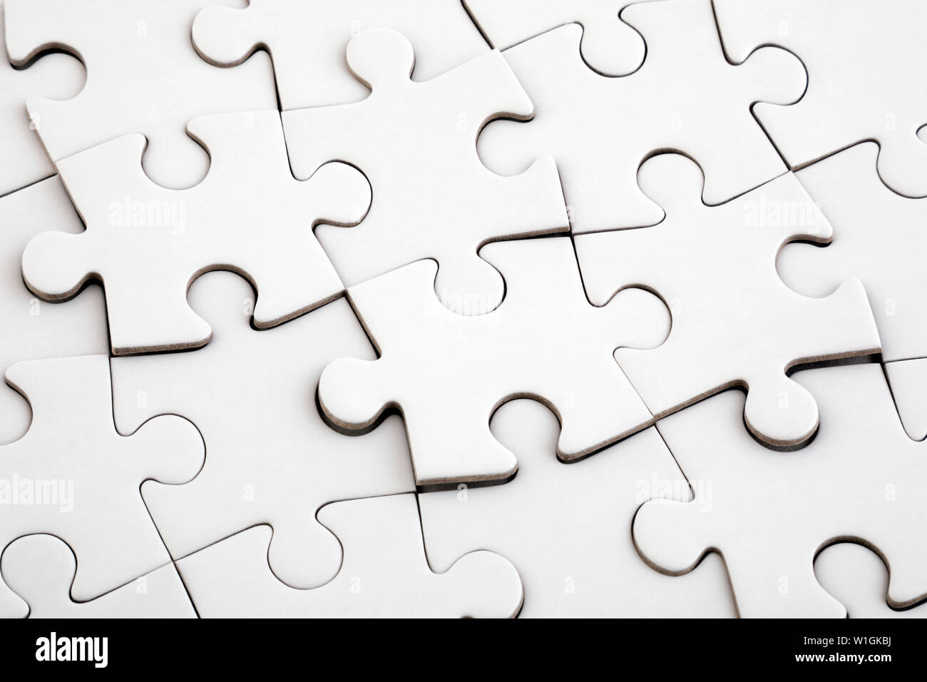 Blick von oben auf die weiße Puzzle Stockfoto