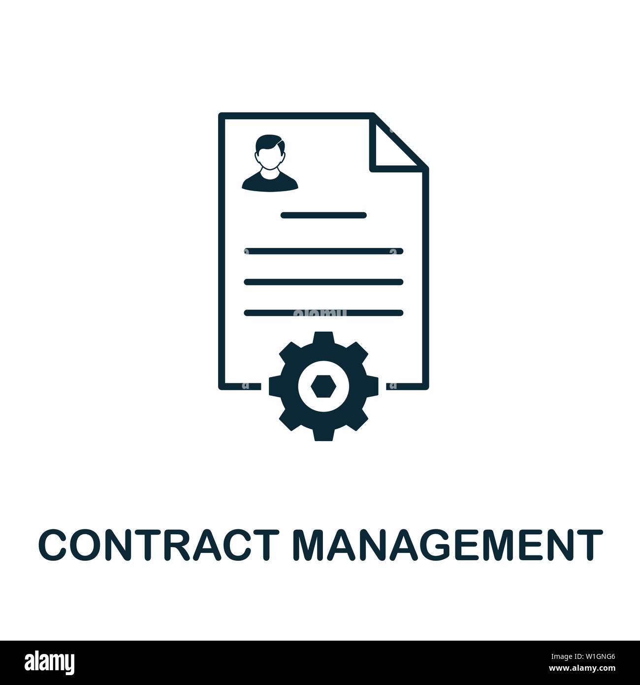 Symbol für das Vektorsymbol „Contract Management“. Creative Sign aus crm Icons Sammlung. Ausgefülltes flaches Contract Management-Symbol für Computer und Mobilgeräte Stock Vektor