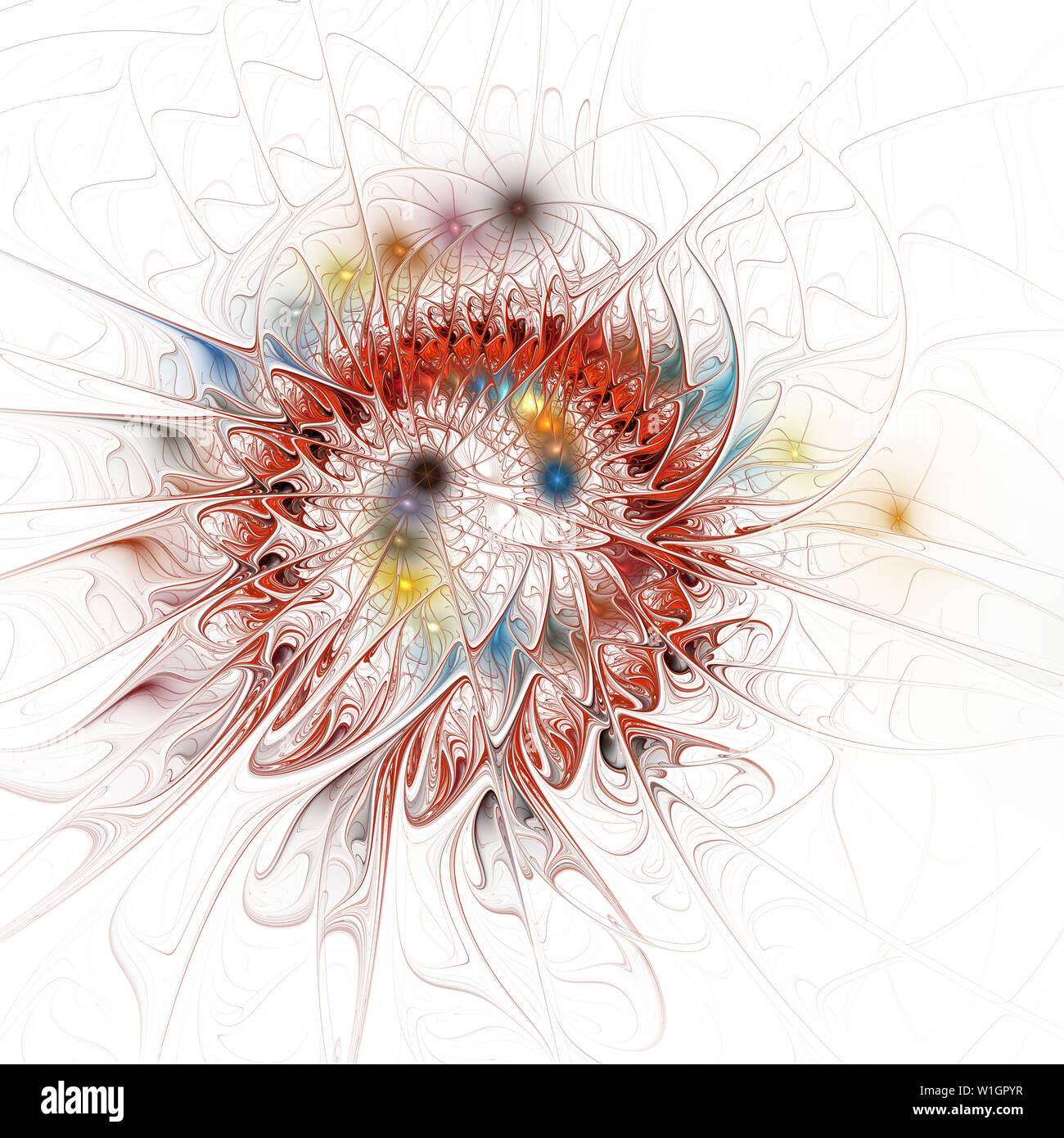 Fractal Abbildung: Heller Hintergrund mit floralen Ornament. Kreative Element für Design. Fraktale Blume von mathematischen Algorithmus erzeugt. Digitale artwor Stockfoto