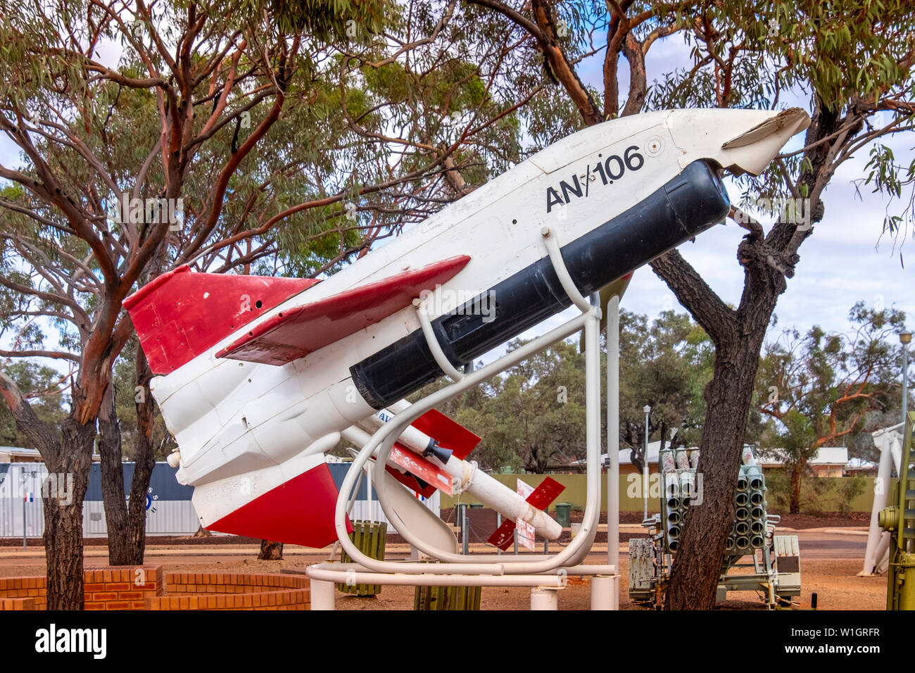 Woomera Nationale Luft- und Raketenabwehr Park, Royal Australian Air Force (RAAF) Woomera Heritage Centre, South Australia. Stockfoto