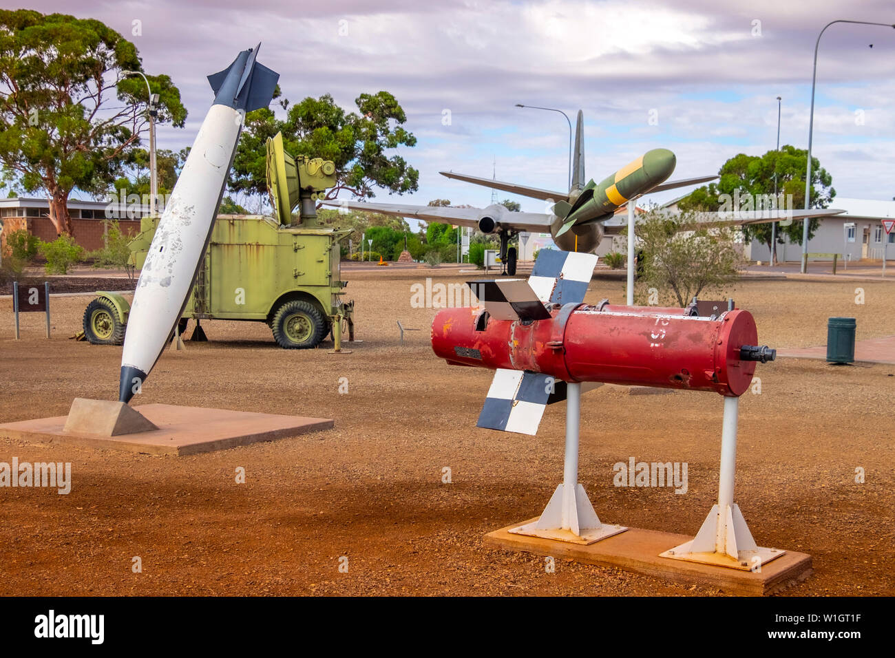 Woomera Nationale Luft- und Raketenabwehr Park, Royal Australian Air Force (RAAF) Woomera Heritage Centre, South Australia. Stockfoto
