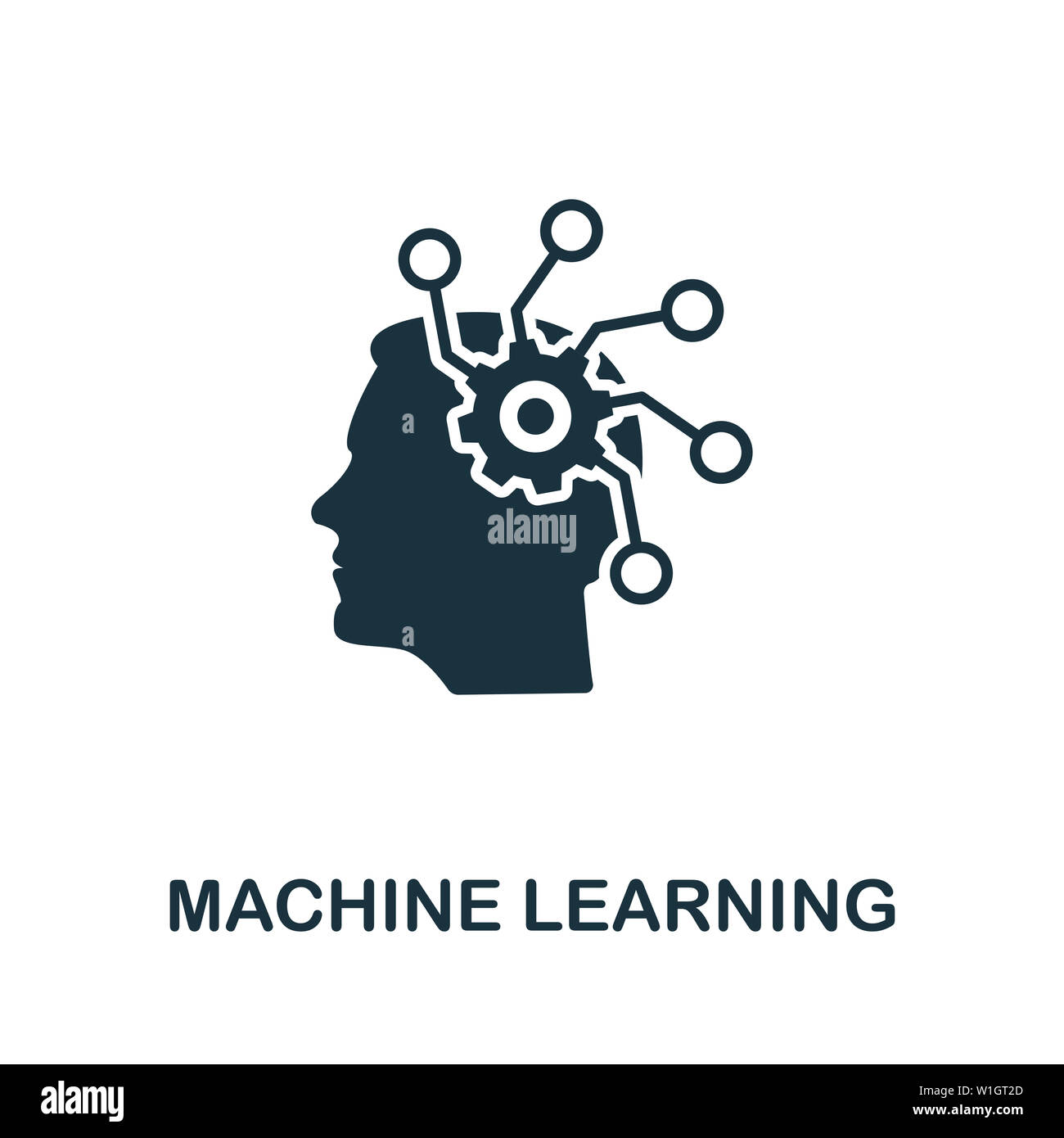 Symbol für maschinelles Lernen. Creative Sign aus crm Icons Sammlung. Gefülltes flaches Machine Learning-Symbol für Computer und Handy Stockfoto