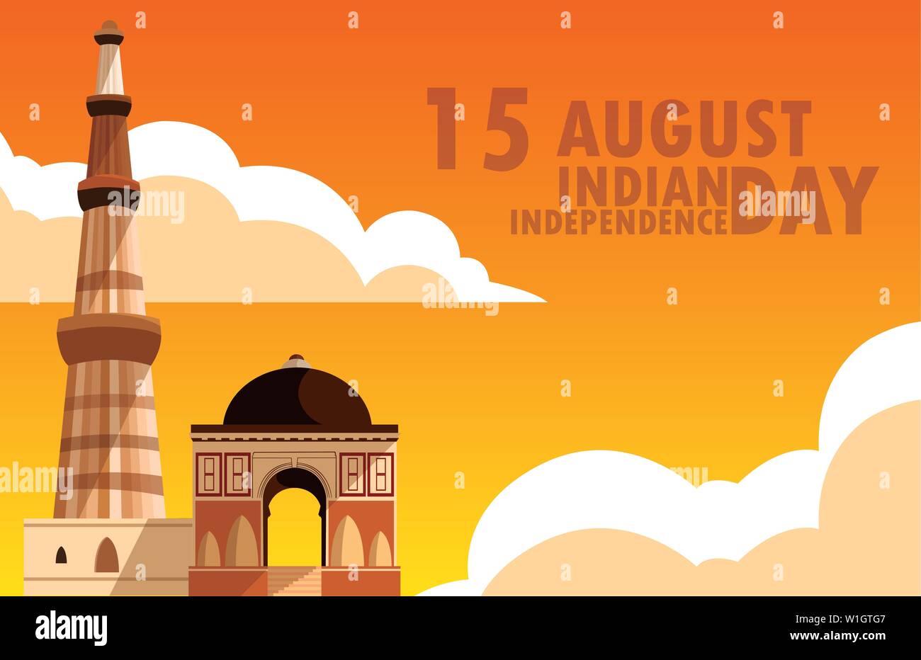 Der indischen Unabhängigkeit Tag Plakat mit Jama Masjid Vector Illustration Design Stock Vektor