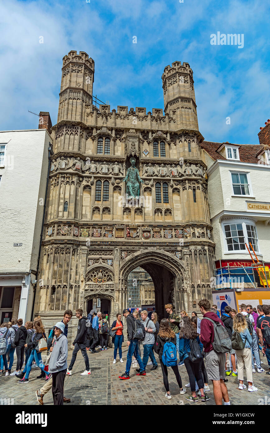 Aussicht auf Christchurch Tor, Canterbury, Großbritannien Stockfoto