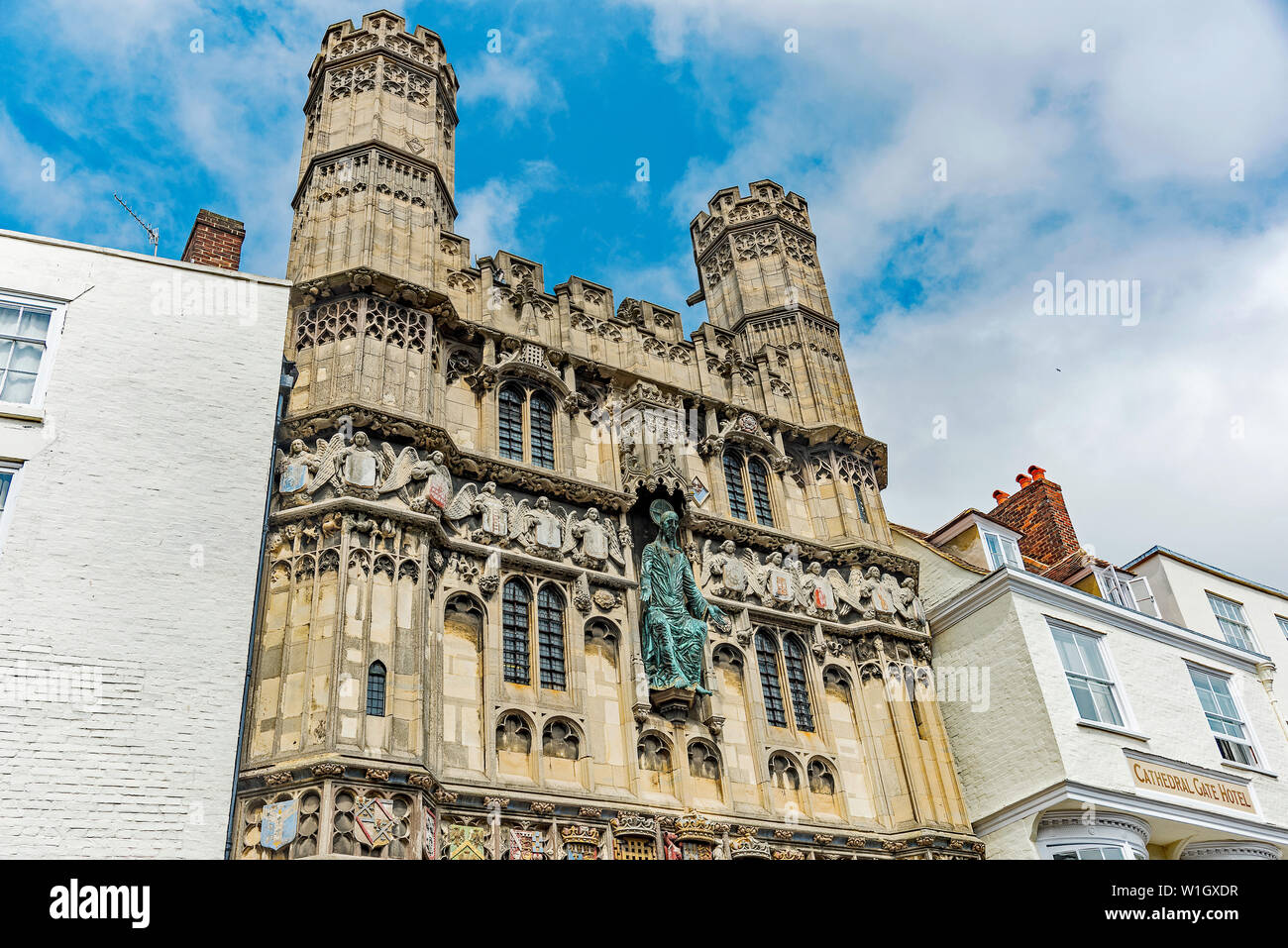 Aussicht auf Christchurch Tor, Canterbury, Großbritannien Stockfoto