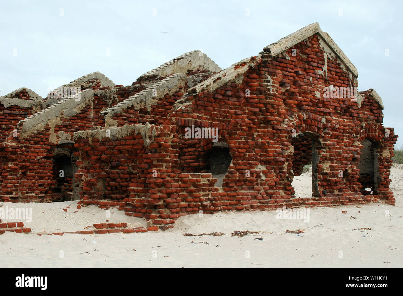 Durch den Tsunami Dhanushkodi Dorf in der Nähe von Rameshwaram, Tamil Nadu, Indien zerstört Stockfoto