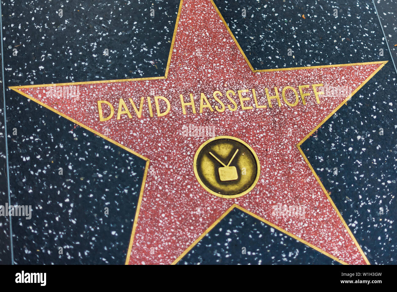 LA, USA - 30. OKTOBER 2018: David Hasselhoffs Stern auf dem Hollywood Hall of Fame Stockfoto