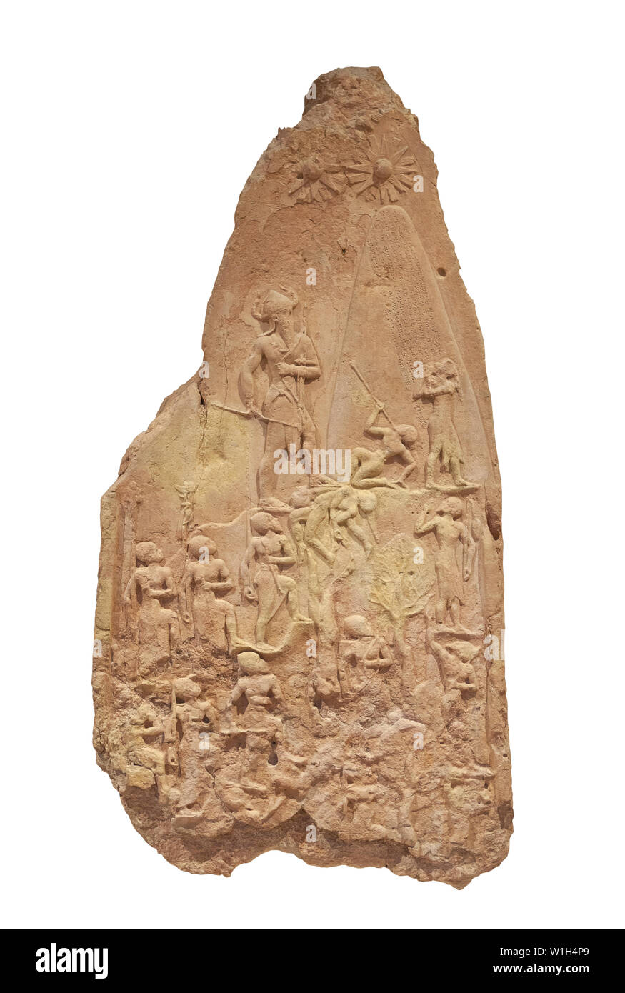 Sieg Stele von Naram-Sin, C. 2230 BC. Es zeigt ihn besiegen Der Lullibi, einem Stamm im Zagrosgebirge, und ihrem König Satuni, Trampling und Stockfoto