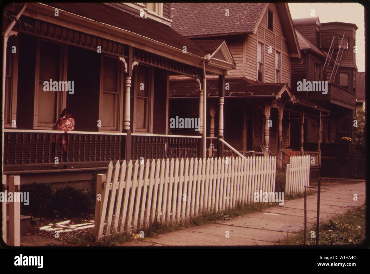 OHIO CITY BEREICH HÄUSER, WIE DIESE AUF JAY STREET, WERDEN IM RAHMEN EINER PRIVAT FINANZIERTEN ERNEUERUNG PROJEKT RENOVIERT Stockfoto