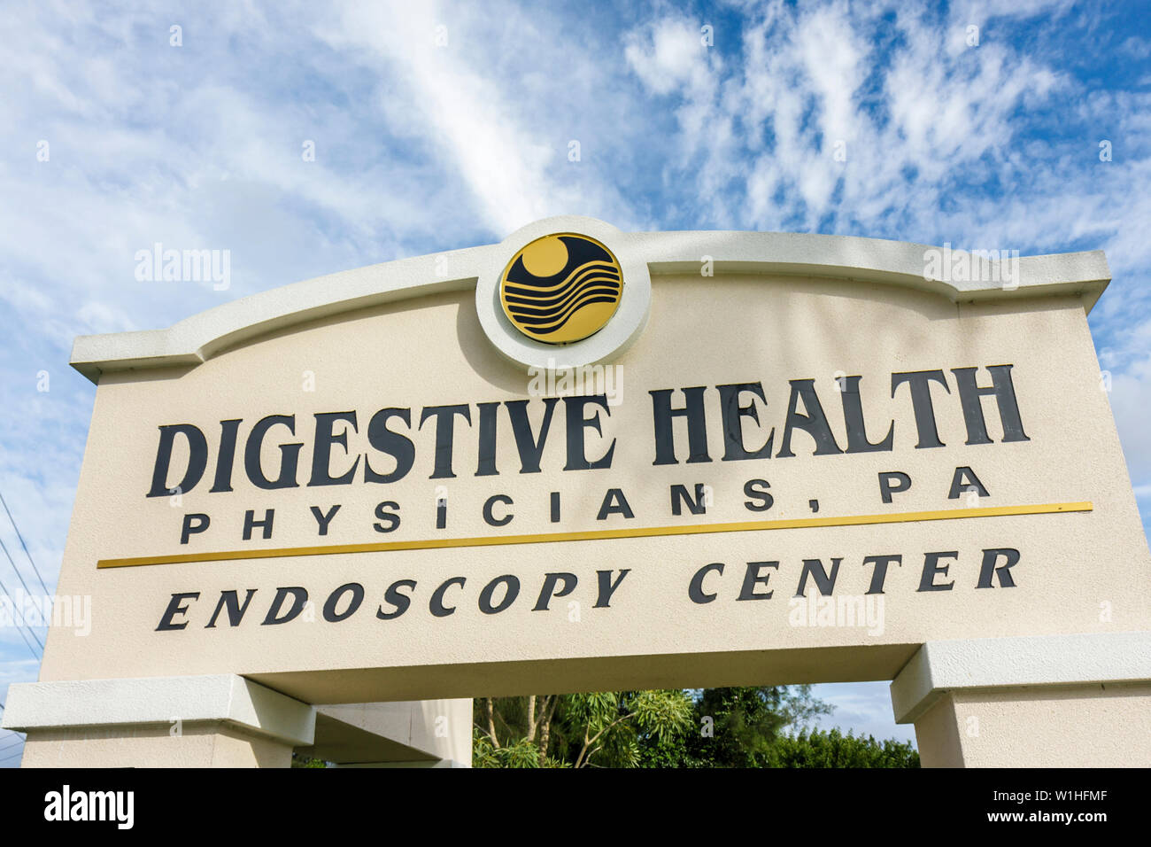 Fort Ft. Myers Florida, Endoskopie-Zentrum, medizinische Praxis, Verdauungs-Gesundheit Physiciansal Association, Zeichen, Logo, Diagnose, GI, Magen-Darm-, Bildgebung, vis Stockfoto